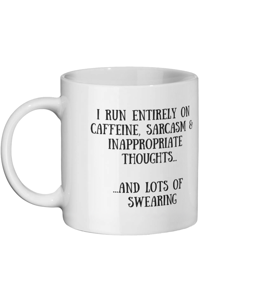 I Run Entirely On Caffeine Mug Left